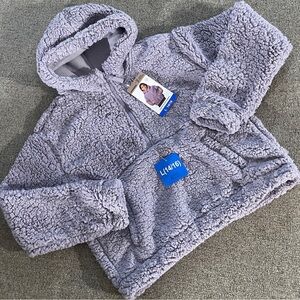 Girls Mondetta Purple Youth Sherpa Jacket 1/2 Zip Winter Cozy Quarter 1/4 Zip